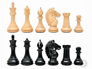 Ebonized / Boxwood Chess Set Pieces Rio Staunton 4" (102 mm) - 2 Extra Queens - Triple Weighted