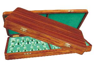 Wooden Presentation Box for Chess Pieces from King Size 3-3/4" to 4" Walnut Colored