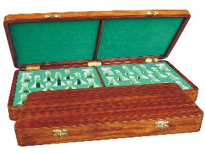 Wooden Presentation Box for Chess Pieces from King Size 4" to 4-1/2" Walnut Colored
