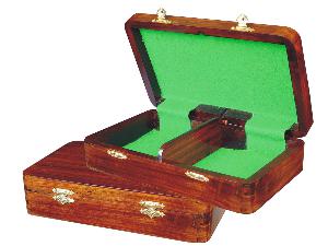 Wooden Chess Pieces Storage Box for King Size 4" to 4-1/2" Walnut Colored