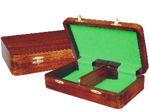 Wooden Chess Pieces Storage Box for King Size 3" to 3-1/2" Walnut Colored