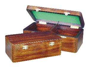 Wooden Chess Box for Storage of Pieces from King Size 2-1/2" to 2-3/4" in Walnut Color