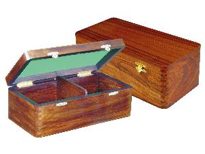 Wooden Chess Box for Storage of Pieces from King Size 3" to 3-1/2" in Walnut Color