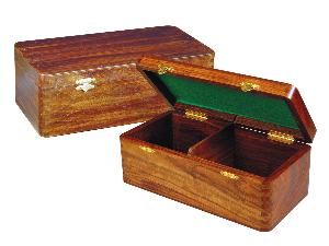 Wooden Chess Box for Storage of Pieces from King Size 4-3/4" to 5" in Walnut Color