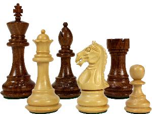 Fierce Knight Staunton Wooden Chess Pieces King Size 3" Golden Rosewood/Boxwood