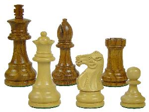 Wooden Unique Staunton Chess Pieces King Size 3-1/2" Golden Rosewood/Boxwood