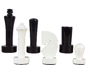 Artistic Berliner Wood Chess Set Pieces King Size 4" Black/Ivory Colored