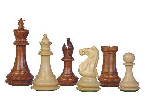 Wooden Chess Set Pieces Majestic Staunton Golden Rosewood/Boxwood 4"