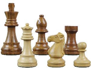 Famous Staunton Wood Chess Pieces King Size 3-1/4" Golden Rosewood/Boxwood