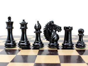 Rio Staunton Weighted Chess Pieces King Height 3" - 2 Extra Queens - Ebonized/Boxwood