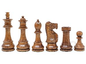 Tournament Chess Set Pieces Unique Staunton King Size: 3.75" in Golden Acacia Wood / Boxwood
