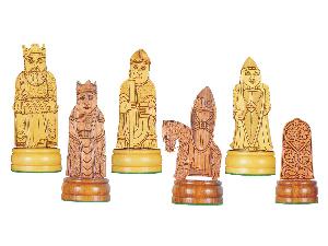 Isle of Lewis Theme Chess Pieces American Cherry/Boxwood 4-1/4"