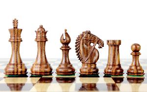 Golden Rosewood/Boxwood Chess Set Pieces Rio Staunton 4.0" (102 mm) - 2 Extra Queens - Triple Weighted