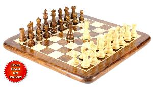 Golden Rosewood/Boxwood Chess Set Pieces Galaxy Staunton 3" (76 mm) + 2 Extra Queens - Triple Weighted
