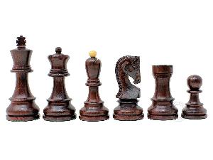 Ringy Rosewood / Boxwood Chess Set Pieces Yugo (Zagreb) Staunton 3.75" (95 mm) + 2 Extra Queens - Double Weighted