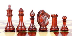 Bud Rosewood / Boxwood Chess Set Pieces Rio Staunton 4.0" (102 mm) - 2 Extra Queens - Triple Weighted