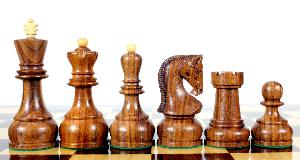 Golden Rosewood / Boxwood Chess Set Pieces Yugo (Zagreb) Staunton 4" (102 mm) + 2 Extra Queens + Wooden Storage Box