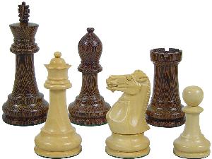 Premier Chess Set Pieces Monarch Staunton King Size 4" Wenge Wood/Boxwood