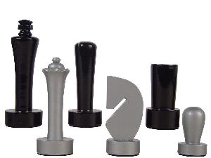 Artistic Berliner Wood Chess Set Pieces King Size 4" Silver/Black Colored
