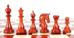 Bud Rosewood/Boxwood Chess Set Pieces Luxor Staunton 4.5" (114 mm) - Triple Weighted + 2 Extra Queens + Wooden Storage Box