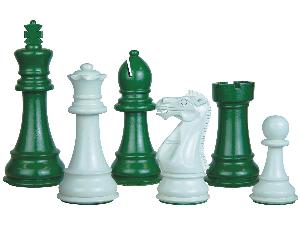 Perfect Tournament Chess Set Pieces Imperial Staunton Green/Ivory Lacquered 4"