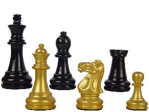 Premier Wooden Chess Set Pieces Empire Staunton King Size 3-3/4" Gold/Black Color