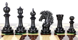 Ebony/Boxwood Chess Set Pieces Encore Staunton 4.5" + 2 Extra Queens + Wooden Storage Box