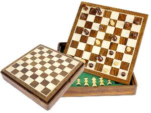 Travel Chess Set Magnetic Flip Up Board 10" with Algebraic Notations Golden Rosewood/Maple