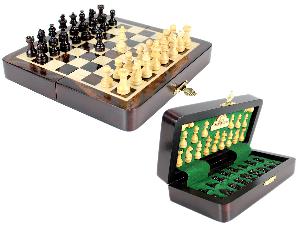 7.5" Wooden Chess Set Travel Magnetic Folding Board Rosewood + 2 Extra Queens