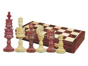 Lotus Design Artistic Chess Set Pieces 5-1/2" & 20" Folding Board/Box Rosewood/Maple