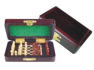 Pegged Chess Set with Extra Pegs Standing Space Rosewood/Maple 5"x3"