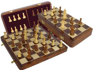 Wood Chess Set Victorian Staunton 3-1/2" & 16" Folding Chess Board/Box Golden Rosewood/Maple