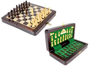 6.25" Wooden Chess Set Travel Magnetic Folding Board Rosewood + 2 Extra Queens