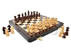 10 Inch Wooden Magnetic Folding Travel Chess Set / Board with 2 Extra Knights, 2 Extra Pawns, 2 Extra Queens and Algebraic Notation - Handmade - Premium Quality