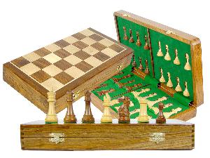 Tournament Chess Set Board & Pieces Imperial Staunton King Size 4" with 18" Folding Board/Box Golden Rosewood/Maple