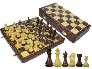 Premier Chess Set Royal Knight Staunton 3-1/2" & Wooden Folding Chess Board 16" Rosewood/Maple