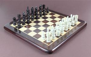 Ivory/Black Camel Bone Chess Set Pieces- 3.5