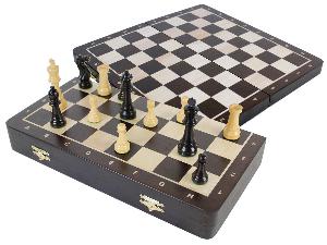 Laughing Knight Staunton Ebony Chess Pieces & 16" Folding Wenge Wood Board with Inlaid Maple Algebraic Notations