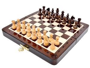 7.5" Wooden Chess Set Travel Magnetic Folding Board Ringy Rosewood + 2 Extra Queens + Algebraic Notations