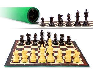 Monarch Staunton Rosewood Chess Pieces 2-3/4" with Wood Tex Roll up 13" Chess Board and Velvet Pouch with Logo