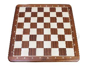 Flat Wooden Chess Board Sapele Wood 22" - Square Size - 2.25" (57mm) - Rounded Corners - Inlaid Notations