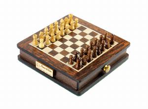 Pocket Magnetic Chess Set 5" with Pull Drawer in Golden Rosewood / Maple