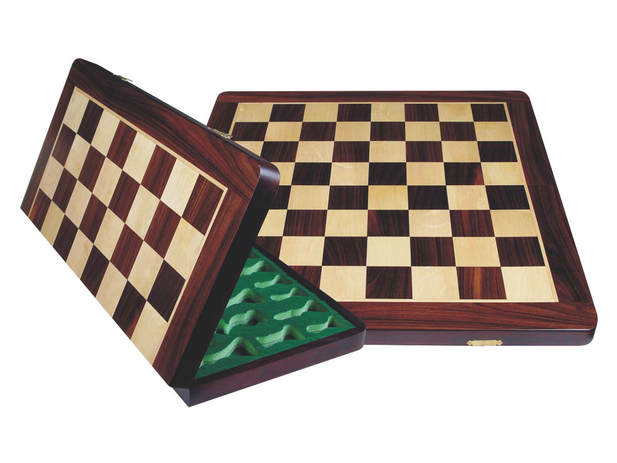 Wooden Folding Chess Board Rosewood/Maple 22"