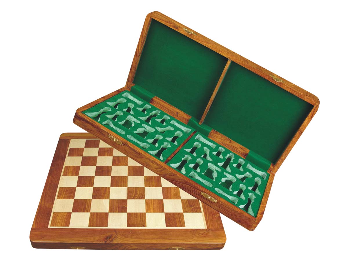 Wooden Folding Chess Board Golden Rosewood/Maple 18"
