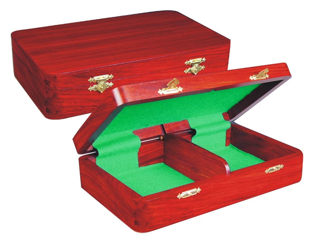 Wooden Chess Pieces Storage Box for King Size 3-1/2" to 3-3/4" Mahogany Colored