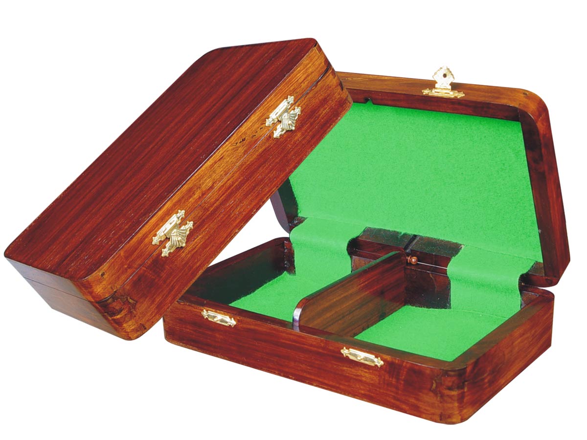 Wooden Chess Pieces Storage Box for King Size 3-1/2" to 3-3/4" Walnut Colored
