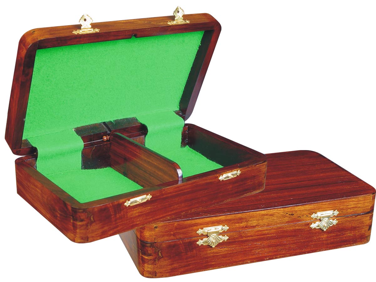 Wooden Chess Pieces Storage Box for King Size 2-1/2" to 2-3/4" Walnut Colored