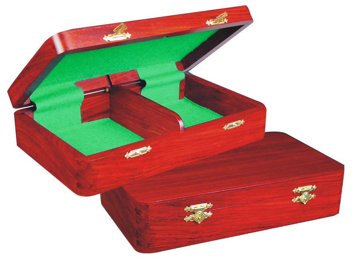 Wooden Chess Pieces Storage Box for King Size 2-1/2" to 2-3/4" Mahogany Colored