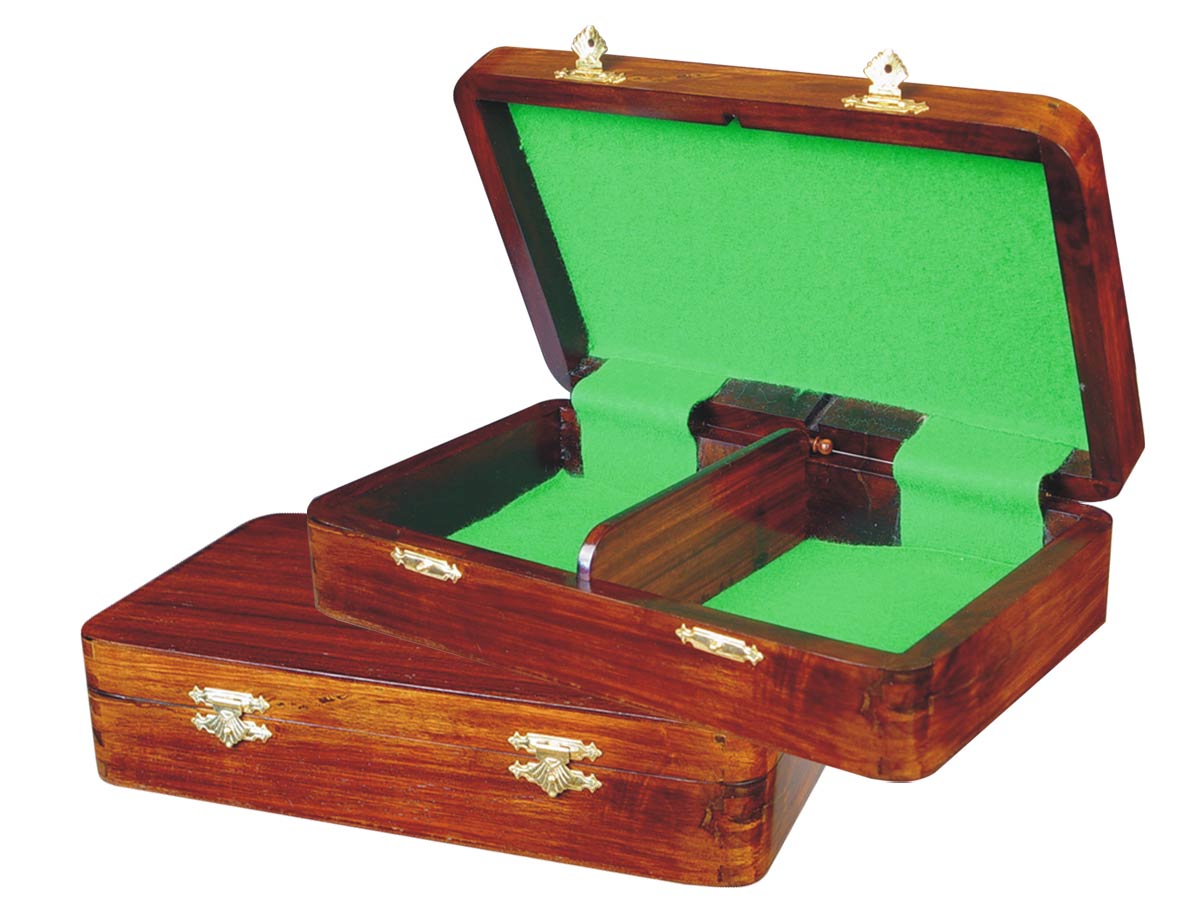 Wooden Chess Pieces Storage Box for King Size 4" to 4-1/2" Walnut Colored
