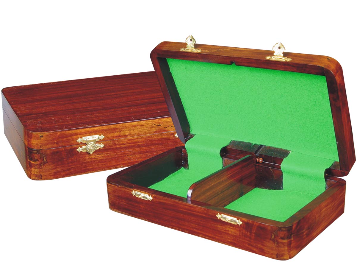 Wooden Chess Pieces Storage Box for King Size 3" to 3-1/2" Walnut Colored